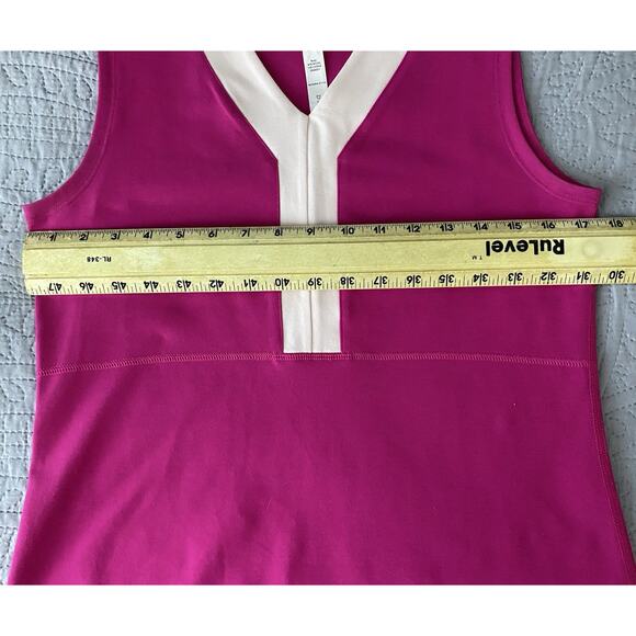 Wmns Lululemon Athletica Sz 12 Pink White Trim Stretchy Versatile Tank Top - Picture 8 of 9